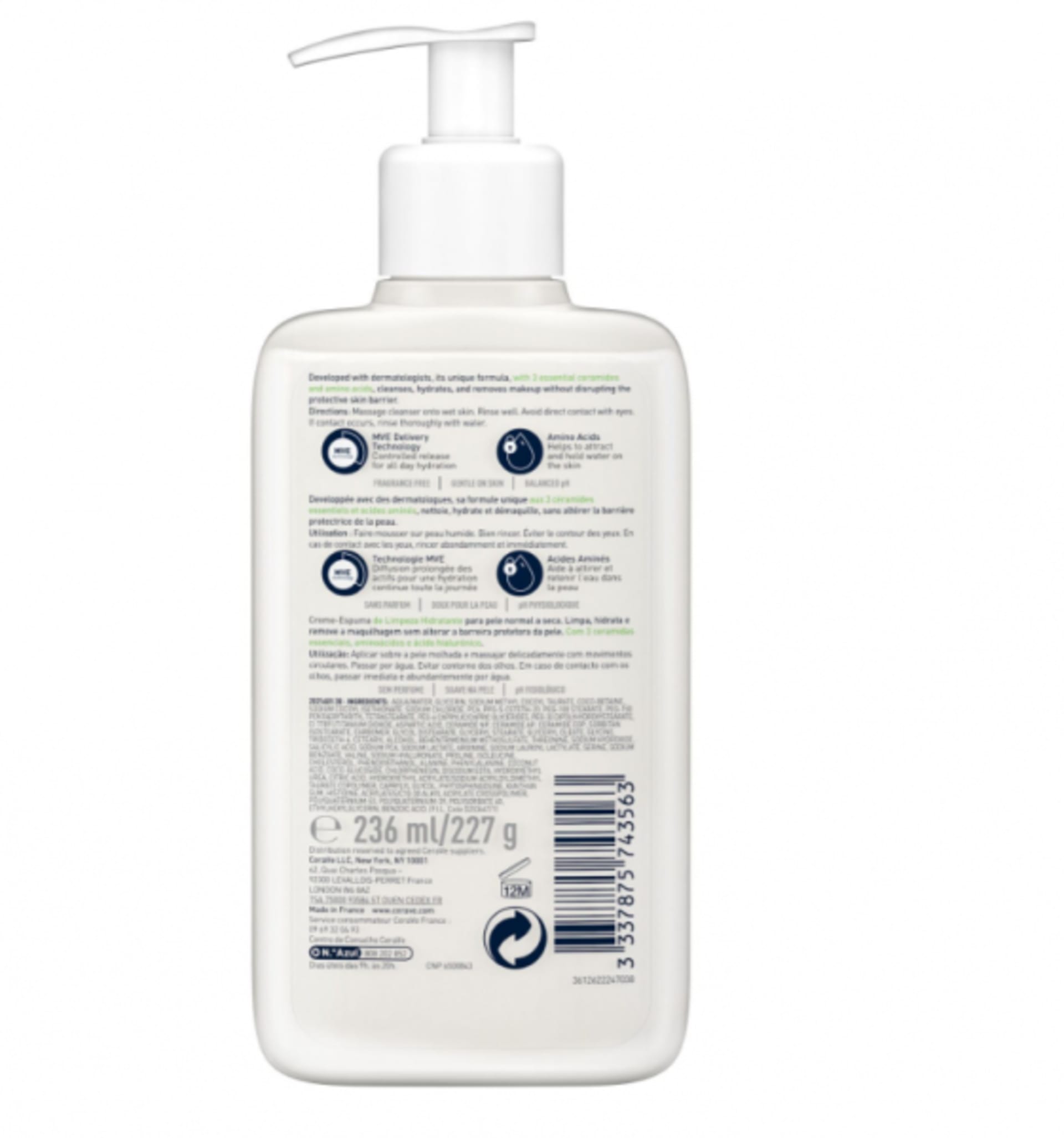 CeraVe Hydrating Cream-To-Foam Cleanser (236ml)